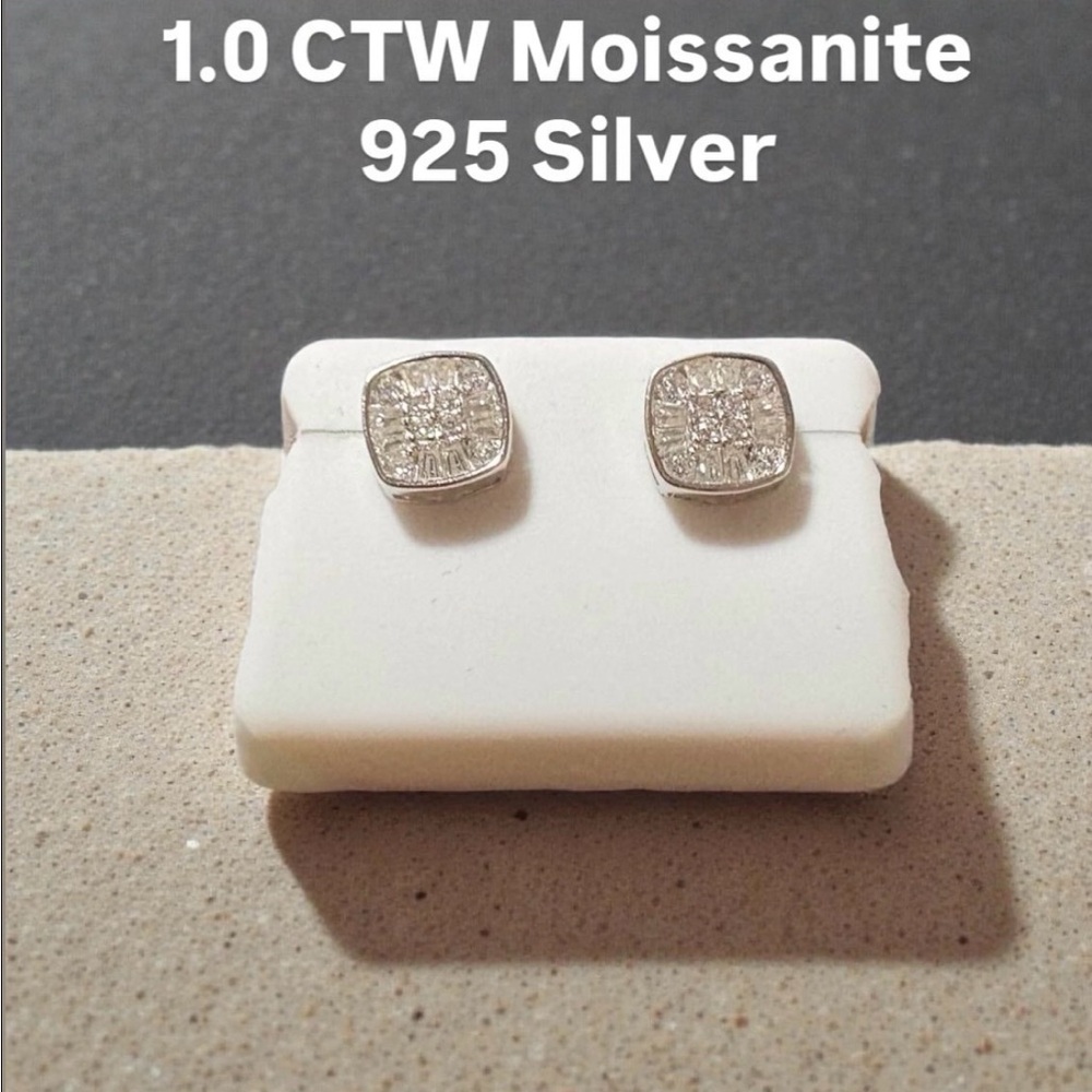 Elegant Moissanite Silver Stud Earrings
